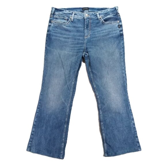 Silver Jeans Women 38x28, Tag 18x33 Suki Bootcut Blue Denim Stretch Western - Picture 1 of 13